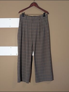 GAP Women's Wide Leg Plaid Pants in Brown and Black. Sz 10P.